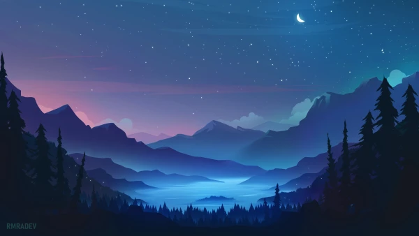 4k夜晚壁纸 - 山 - 湖 - 夜景「哲风壁纸」
