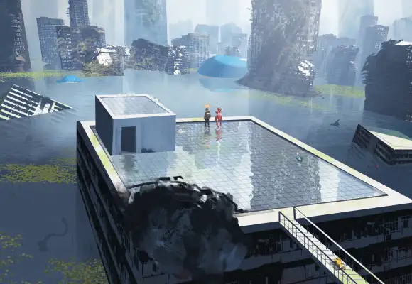 4k废墟壁纸 - 水 - 建筑 - 阳光「哲风壁纸」