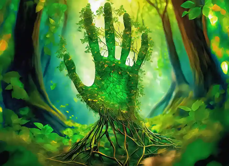 4k森林之手壁纸 - 绿色大手 - 电脑壁纸 - wallpaper「哲风壁纸」