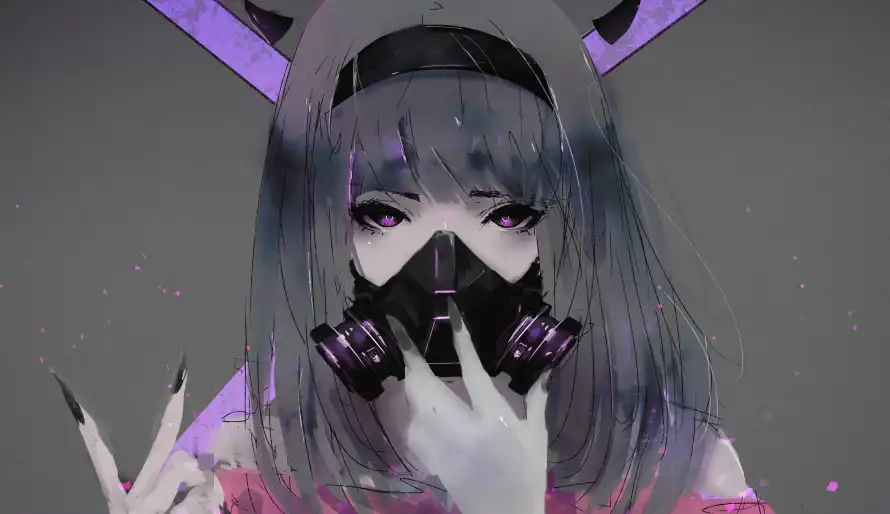 4k插画壁纸-美女防毒面罩 - -免费下载「哲风壁纸」