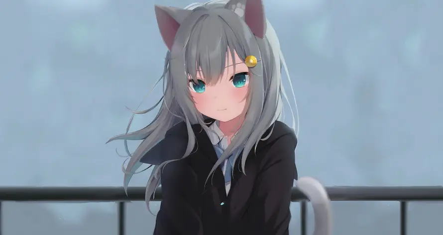 4k二次元壁纸 - 猫羽雫 - 动漫女孩 - 猫耳猫尾装「哲风壁纸」