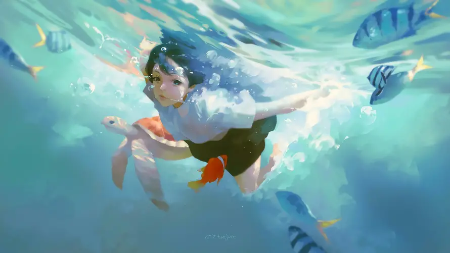 4k海洋壁纸 - 二次元 - 海洋女孩 - wallpaper「哲风壁纸」