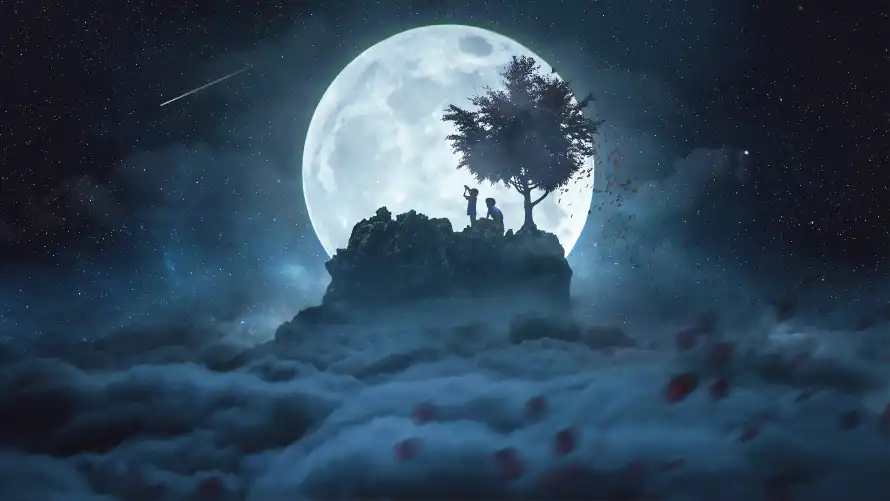 4k夜色壁纸 - 云 - 月亮 - wallpaper「哲风壁纸」