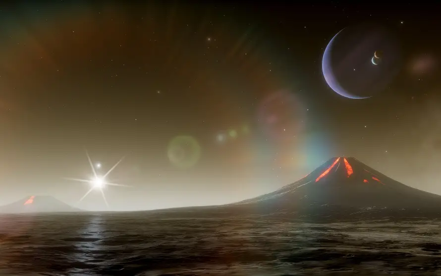 2k卫星壁纸-行星壁纸和星芒-免费下载「哲风壁纸」