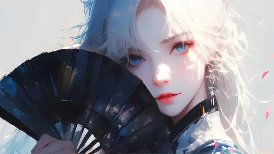 4k插画壁纸 - 扇/出水芙蓉 - 电脑壁纸 - wallpaper「哲风壁纸」