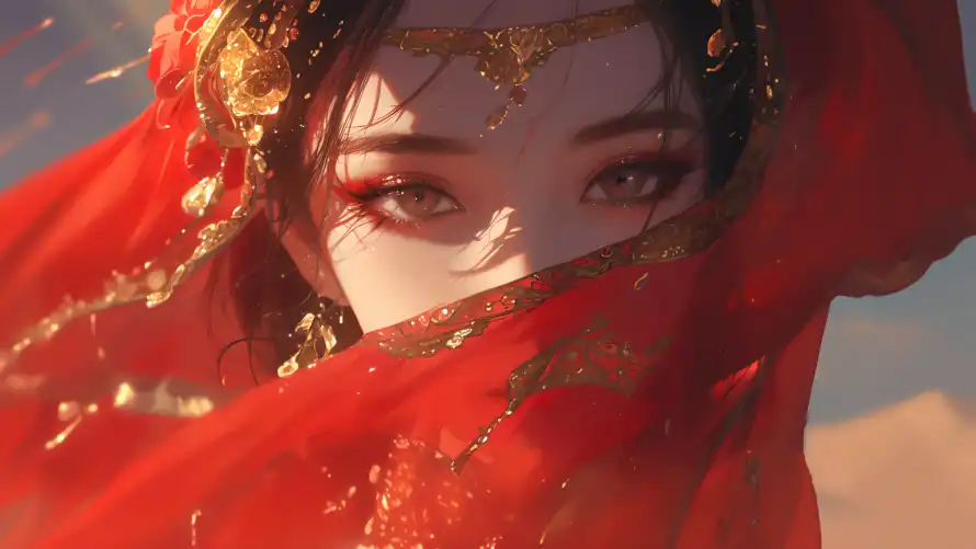 4k古风壁纸 - 美女 - 红衣古装 - wallpaper「哲风壁纸」