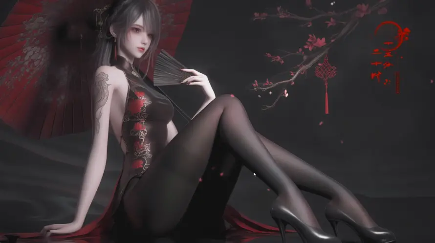 4k古风伞壁纸 - 古风美女 - 旗袍黑丝 - wallpaper「哲风壁纸」
