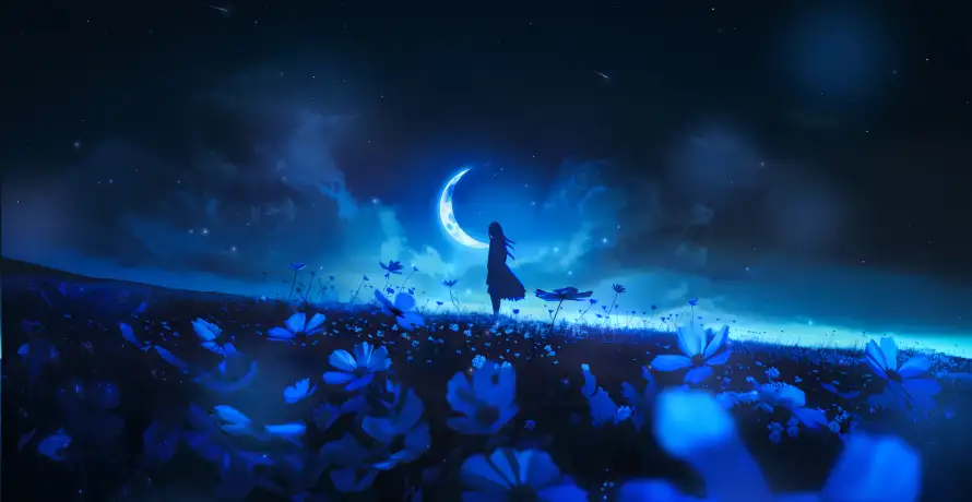 4k月亮壁纸 - 蓝色 - 电脑壁纸 - wallpaper「哲风壁纸」
