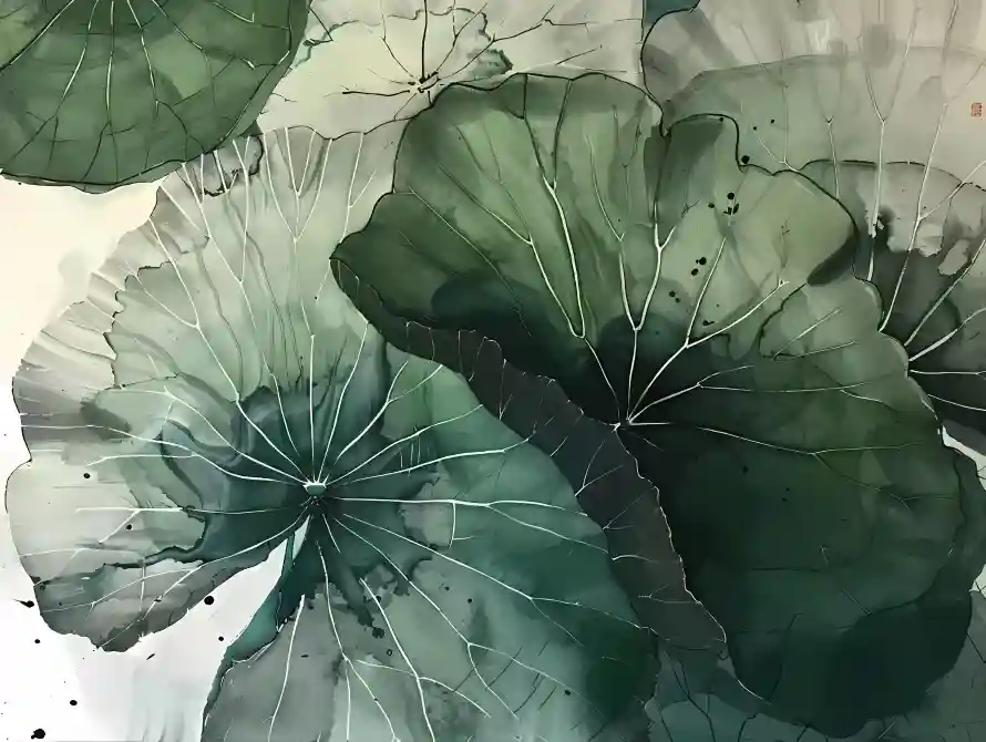 4k水墨风壁纸 - 池塘荷叶 - 艺术绘画 - wallpaper「哲风壁纸」