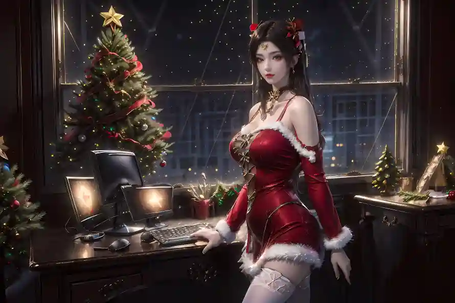 4k美女壁纸 - 圣诞节 - 电脑壁纸 - wallpaper「哲风壁纸」