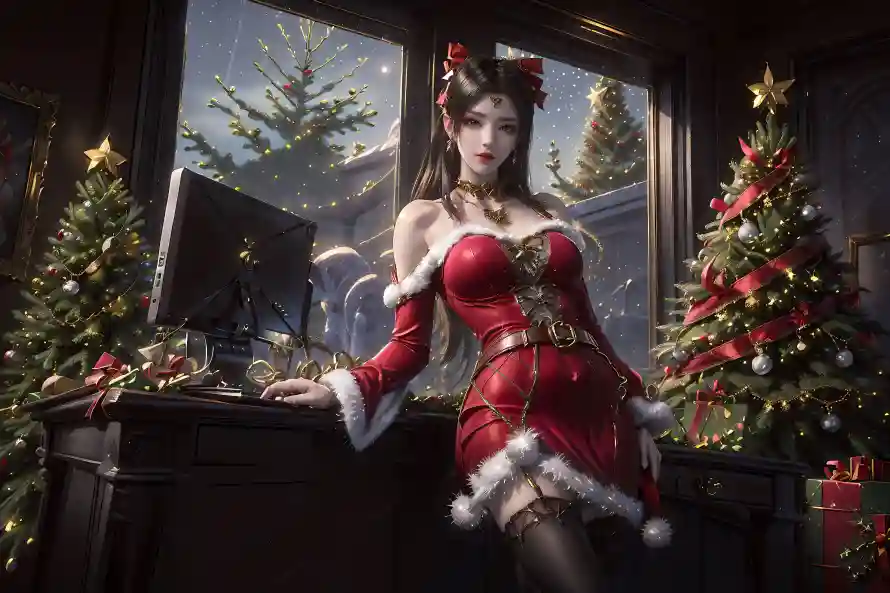 4k美女壁纸 - 圣诞节 - 电脑壁纸 - wallpaper「哲风壁纸」