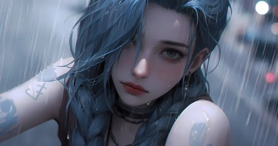 4k金克斯壁纸 - 雨中美女 - 电脑壁纸 - wallpaper「哲风壁纸」