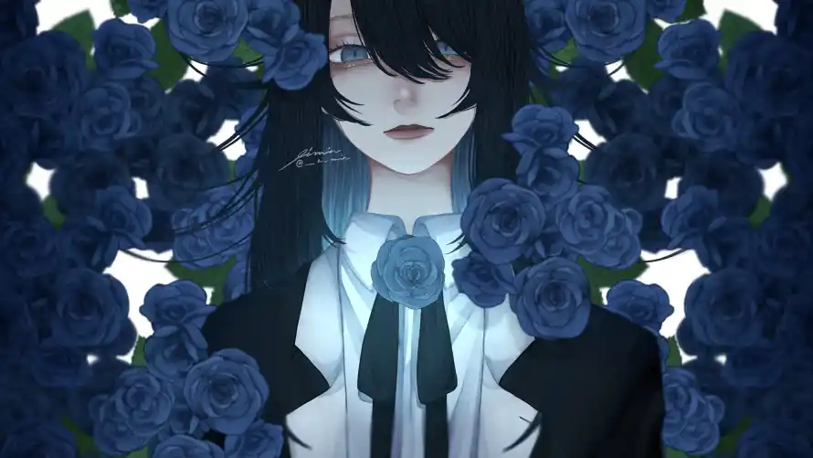 4k蓝玫瑰壁纸 - 动漫少女 - 电脑壁纸 - wallpaper「哲风壁纸」