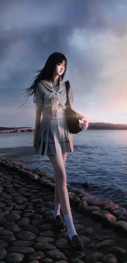 4k美女壁纸 - 蓝色 - 手机壁纸 - wallpaper「哲风壁纸」