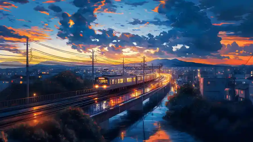 4k列车壁纸 - 夕阳 - 电脑壁纸 - wallpaper「哲风壁纸」