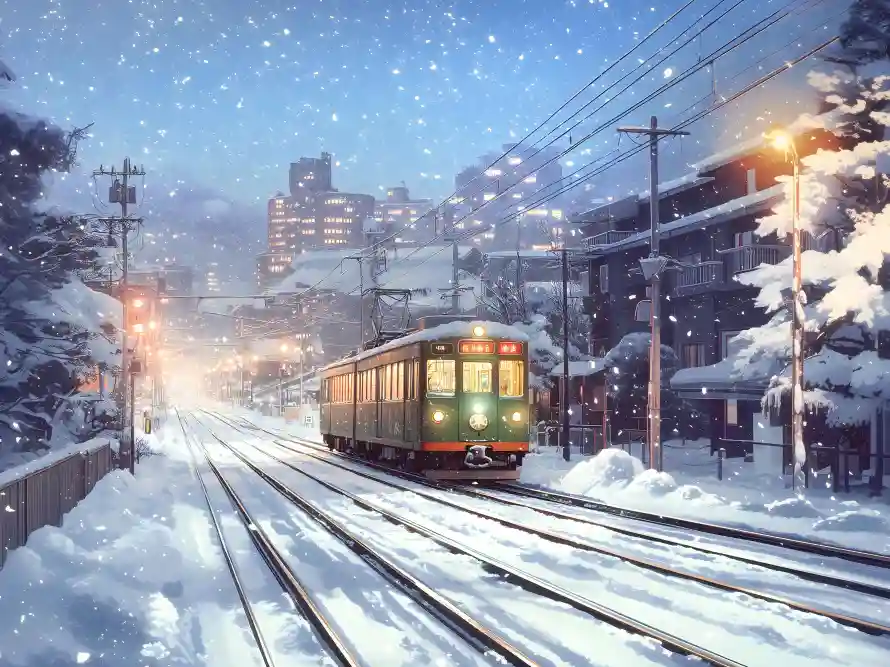 4k冬日壁纸 - 列车 - 火车 - 雪天「哲风壁纸」