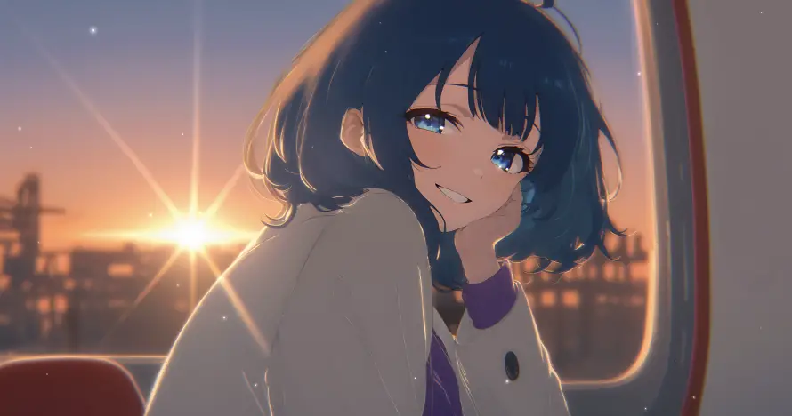 4k动漫壁纸 - 唯美 - 夕阳 - 少女「哲风壁纸」