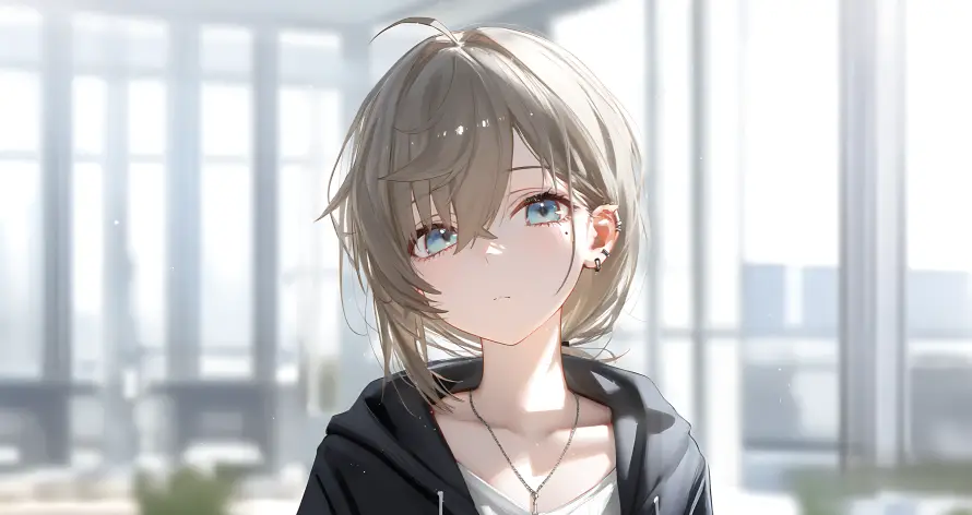 4k单人壁纸 - 少女 - 可爱风格 - 短发少女「哲风壁纸」
