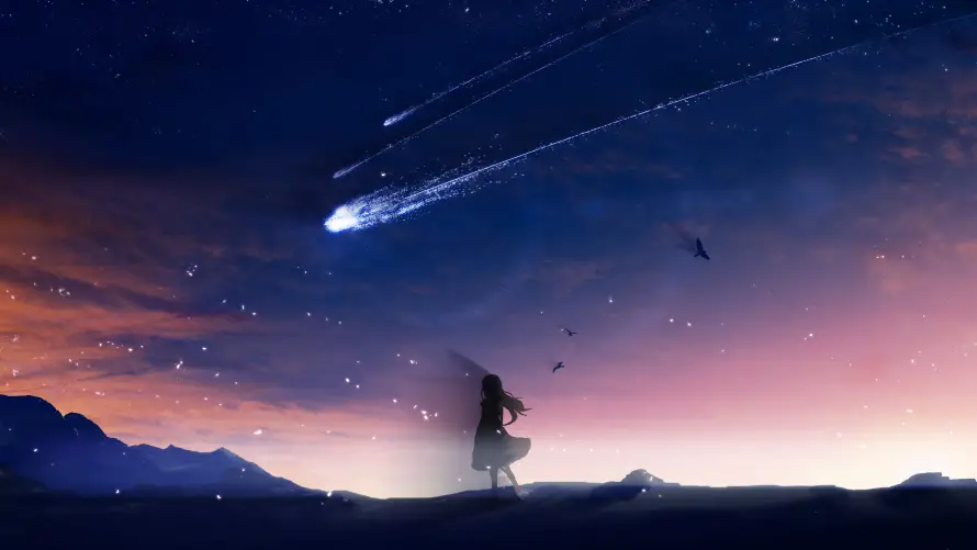 4k动漫壁纸 - 夜空 - 星空 - 动漫人物「哲风壁纸」