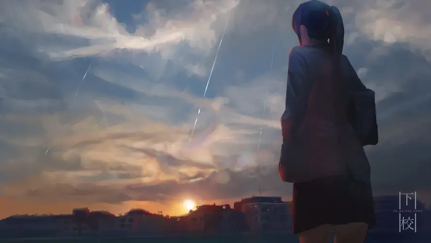 3k动漫壁纸-星空和夕阳-热门的壁纸「哲风壁纸」