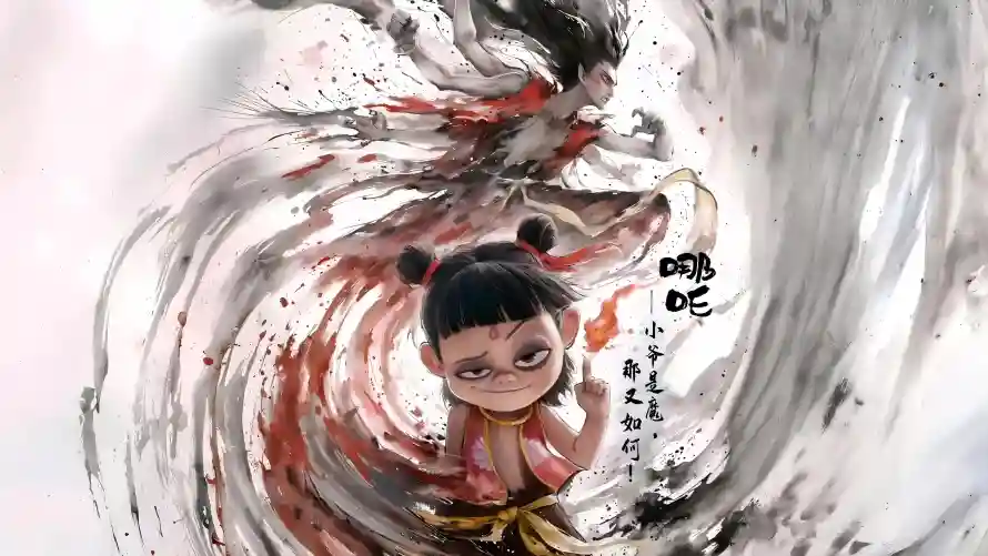 4k哪吒壁纸 - 酷炫 - 水墨风 - 动画角色「哲风壁纸」