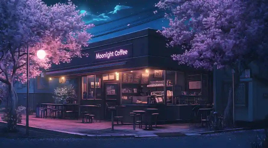 3k咖啡壁纸-咖啡屋与夜景-浪漫场景壁纸分享「哲风壁纸」