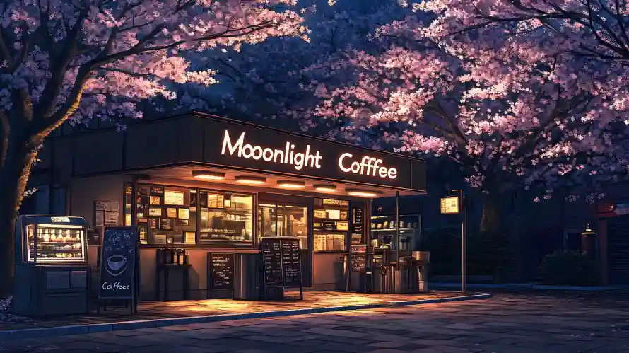3k咖啡壁纸-咖啡屋和夜景-月光咖啡壁纸分享「哲风壁纸」