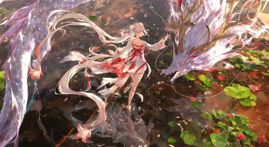 4k今汐壁纸 - 梦幻场景 - 水中元素 - 游戏角色「哲风壁纸」