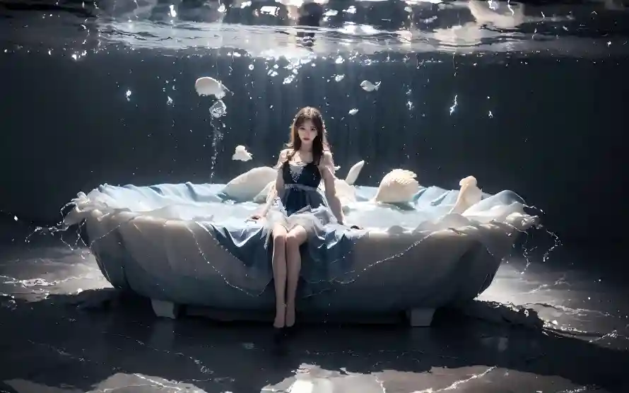 4kAI制造壁纸 - 性感美女 - 梦幻画面 - 水下效果「哲风壁纸」