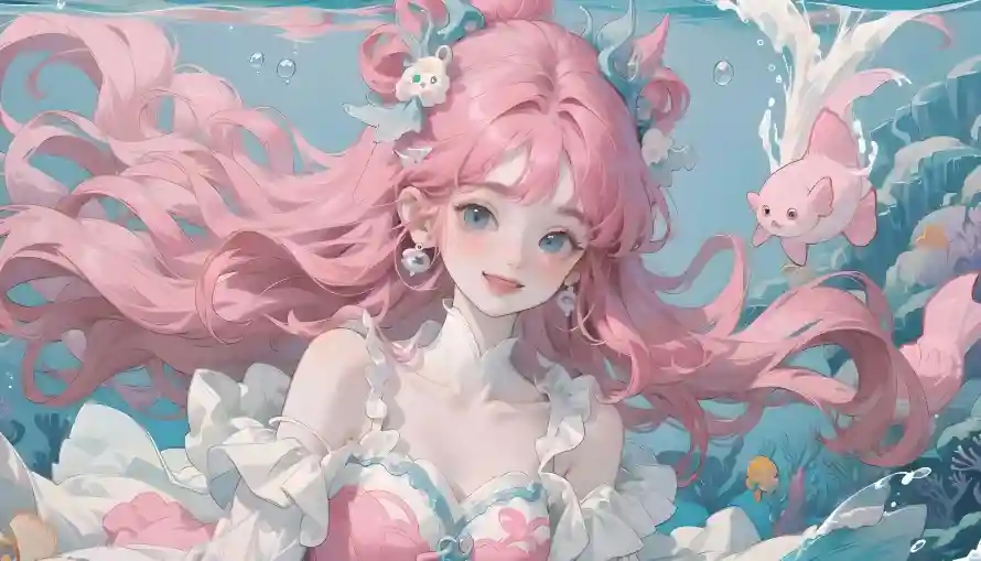 4k动漫壁纸 - 美人鱼 - 梦幻少女 - 海底场景「哲风壁纸」
