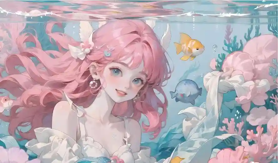 4k动漫壁纸 - 少女 - 海底 - 美人鱼「哲风壁纸」