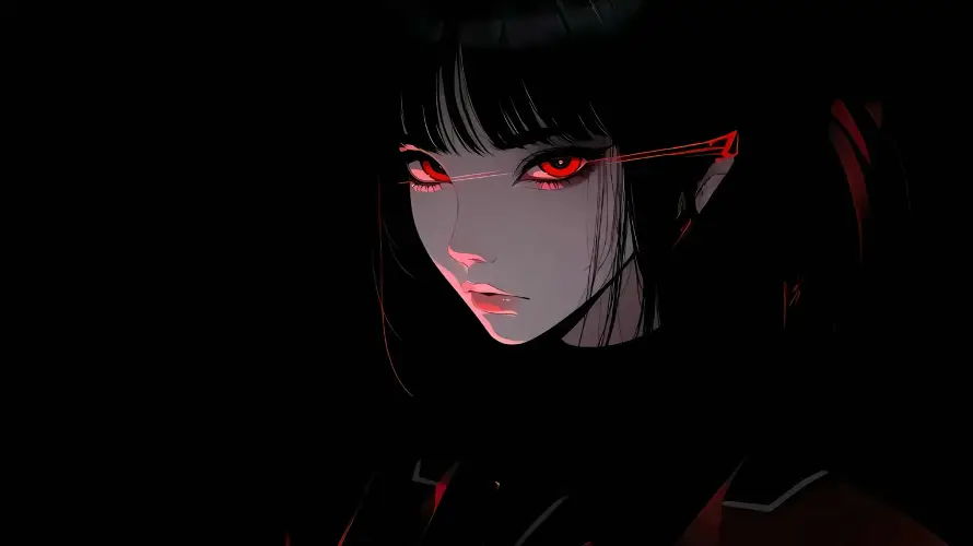 4k插画壁纸 - 动画美图 - 暗黑少女 - 红瞳角色「哲风壁纸」 4k插画壁纸 - 动画美图 - 暗黑少女 - 红瞳角色「哲风壁纸」