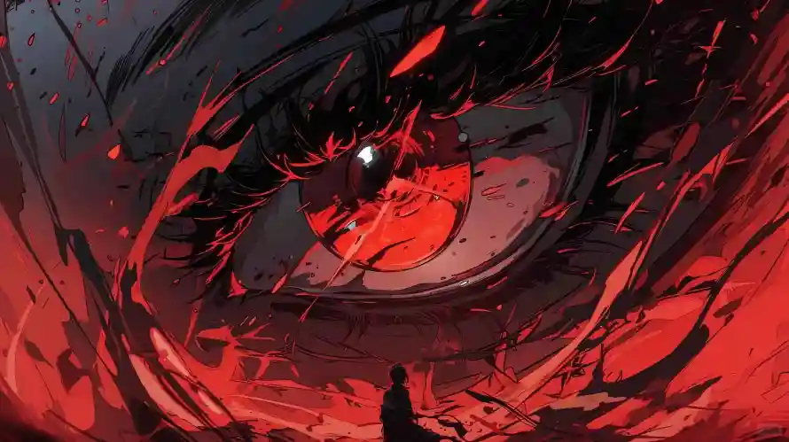 4k插画壁纸 - 惊鸿-境 - 暗黑风格 - 红色巨眼「哲风壁纸」