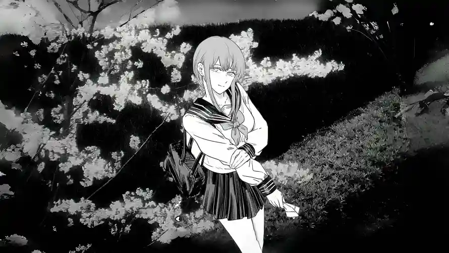 4k插画壁纸 - 背景 - 黑白 - 动漫少女「哲风壁纸」