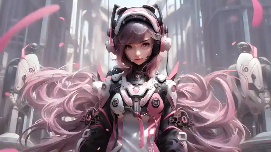 4k游戏壁纸 - 科幻风 - AI美女 - 粉发少女「哲风壁纸」