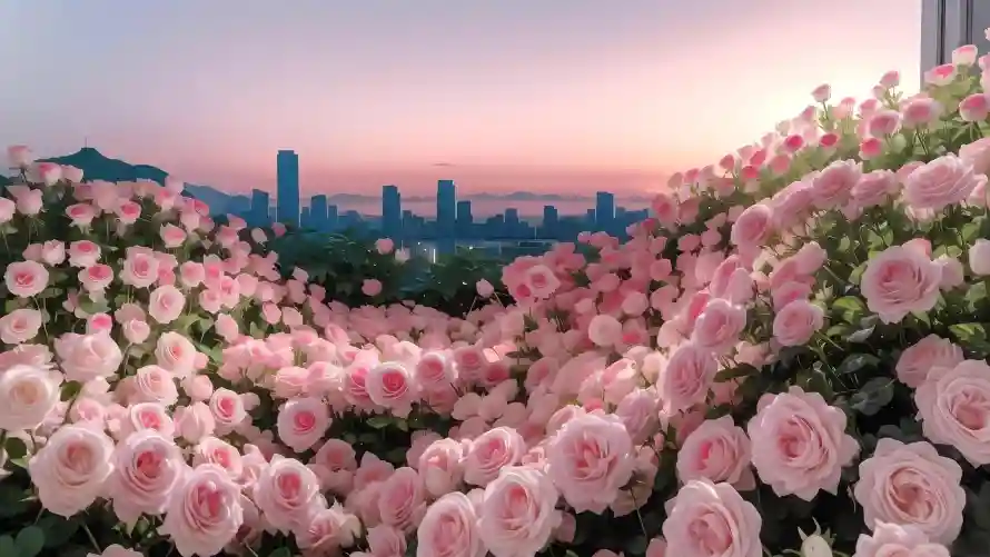 4k玫瑰花壁纸 - 城市风景 - 浪漫场景 - 粉色玫瑰「哲风壁纸」
