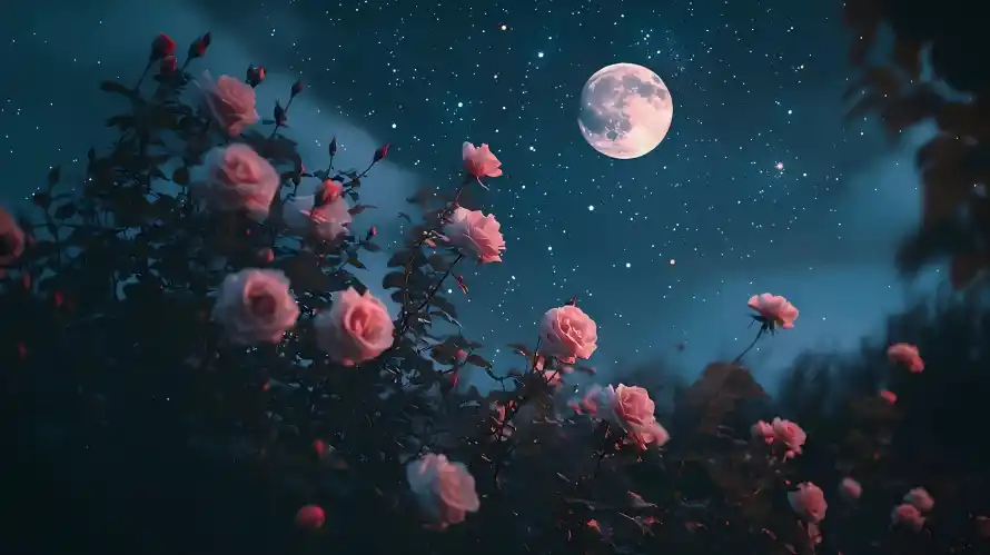 4k夜景壁纸 - 星空 - 月亮 - 梦幻「哲风壁纸」