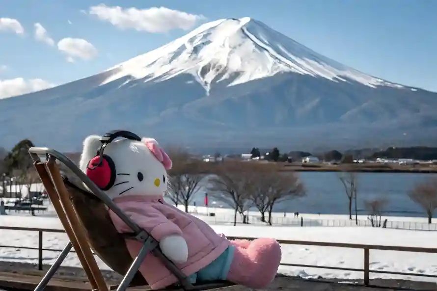 4k玩偶壁纸 - 凯迪猫 - 富士山 - 可爱玩偶「哲风壁纸」