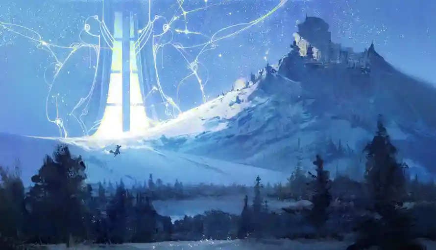 4k光束壁纸 - 森林 - 雪山 - 伊雷娜「哲风壁纸」