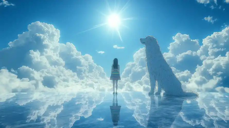4k云海壁纸 - 倒影 - 天空 - 少女「哲风壁纸」