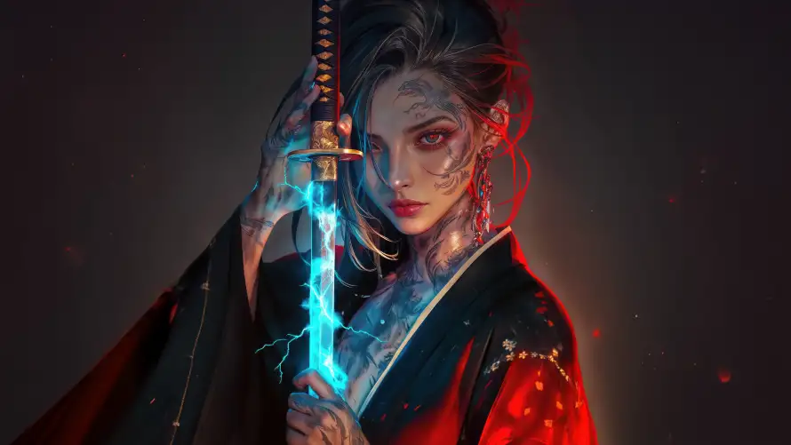 4k人物壁纸 - 和风 - 太刀 - 炫酷「哲风壁纸」