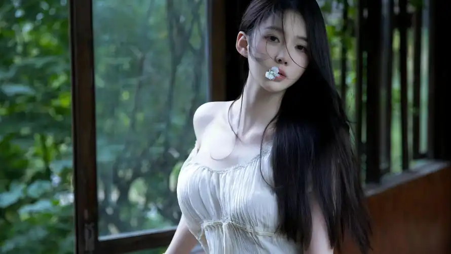 4k森系壁纸 - 美女 - 小清新 - 白色服饰「哲风壁纸」
