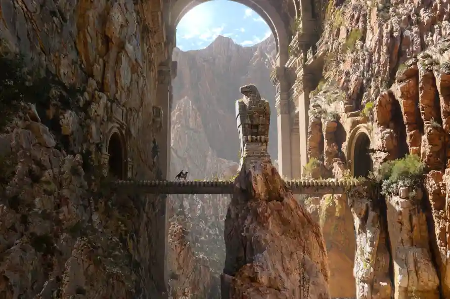 4k景观壁纸 - 桥 - 奇幻峡谷 - 峡谷建筑「哲风壁纸」