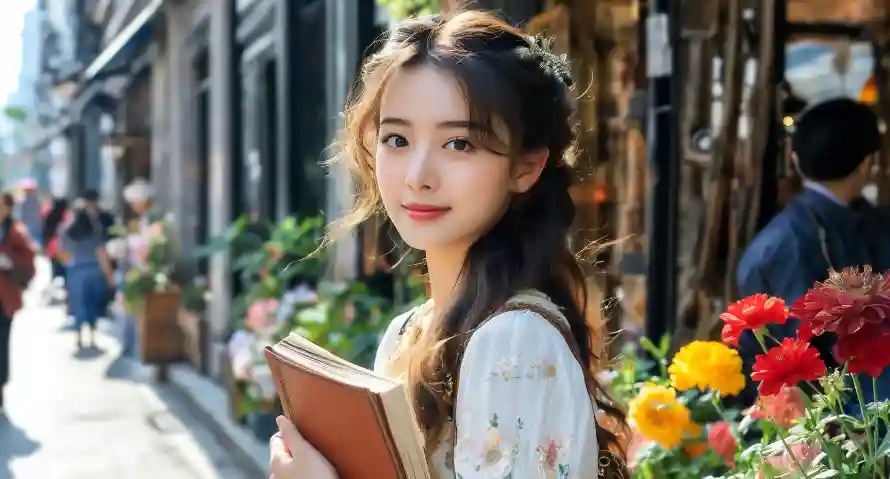 4k可人壁纸 - 清纯 - 美女 - 花店「哲风壁纸」
