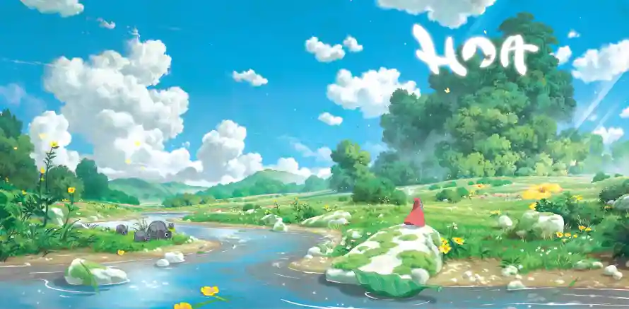 4k动漫壁纸-卡通风景 - 河流草地-田园场景「哲风壁纸」