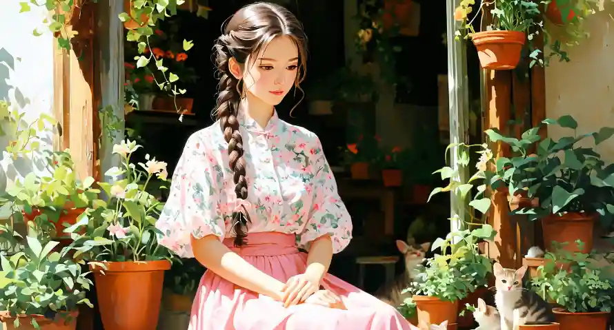 4k淑女壁纸 - 清纯 - 端庄 - 绿植「哲风壁纸」
