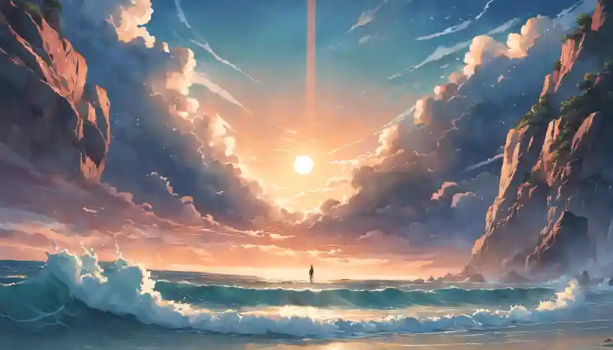 4k岩石壁纸 - 日出 - 海景 - 海浪「哲风壁纸」