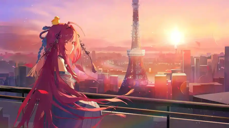 4k少女壁纸-城市背景和远眺-夕阳场景壁纸分享「哲风壁纸」