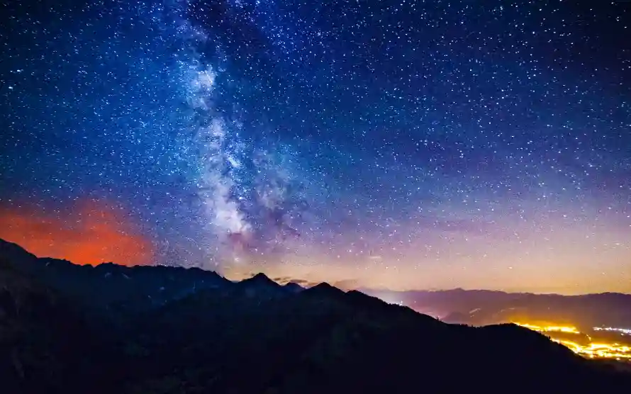 4k夜景壁纸 - 山脉 - 星空 - 夕阳晚霞「哲风壁纸」