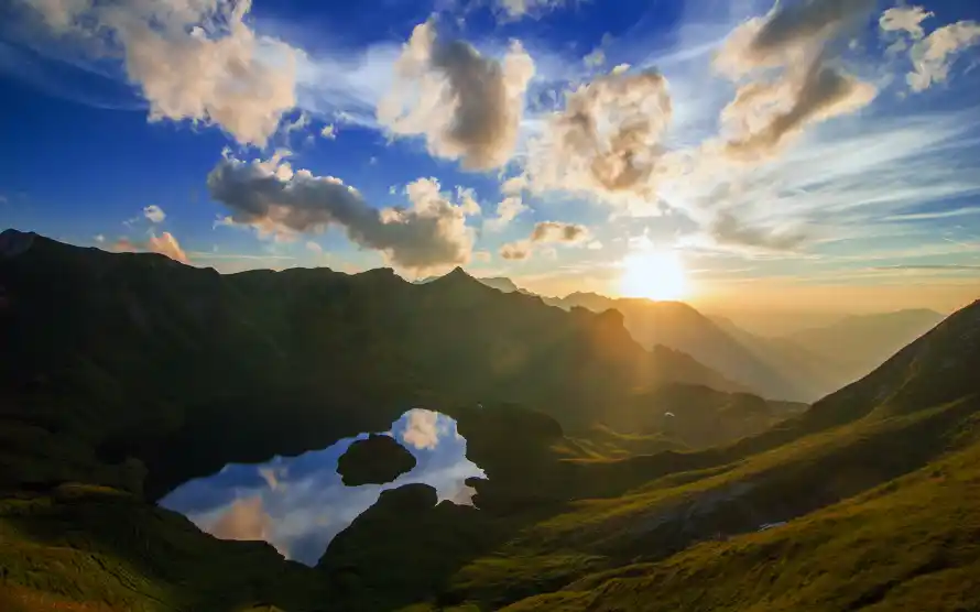 4k山景壁纸 - 晚霞 - 湖景 - 夕阳晚霞「哲风壁纸」